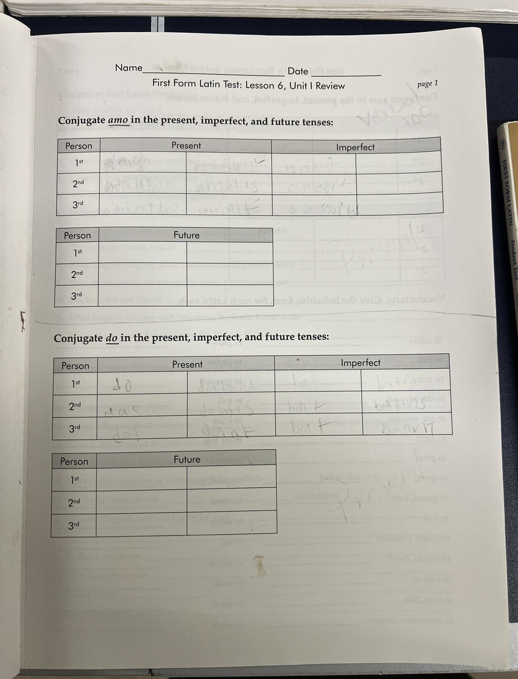 First Form Latin Memoria Press set student text workbook teacher manual key2