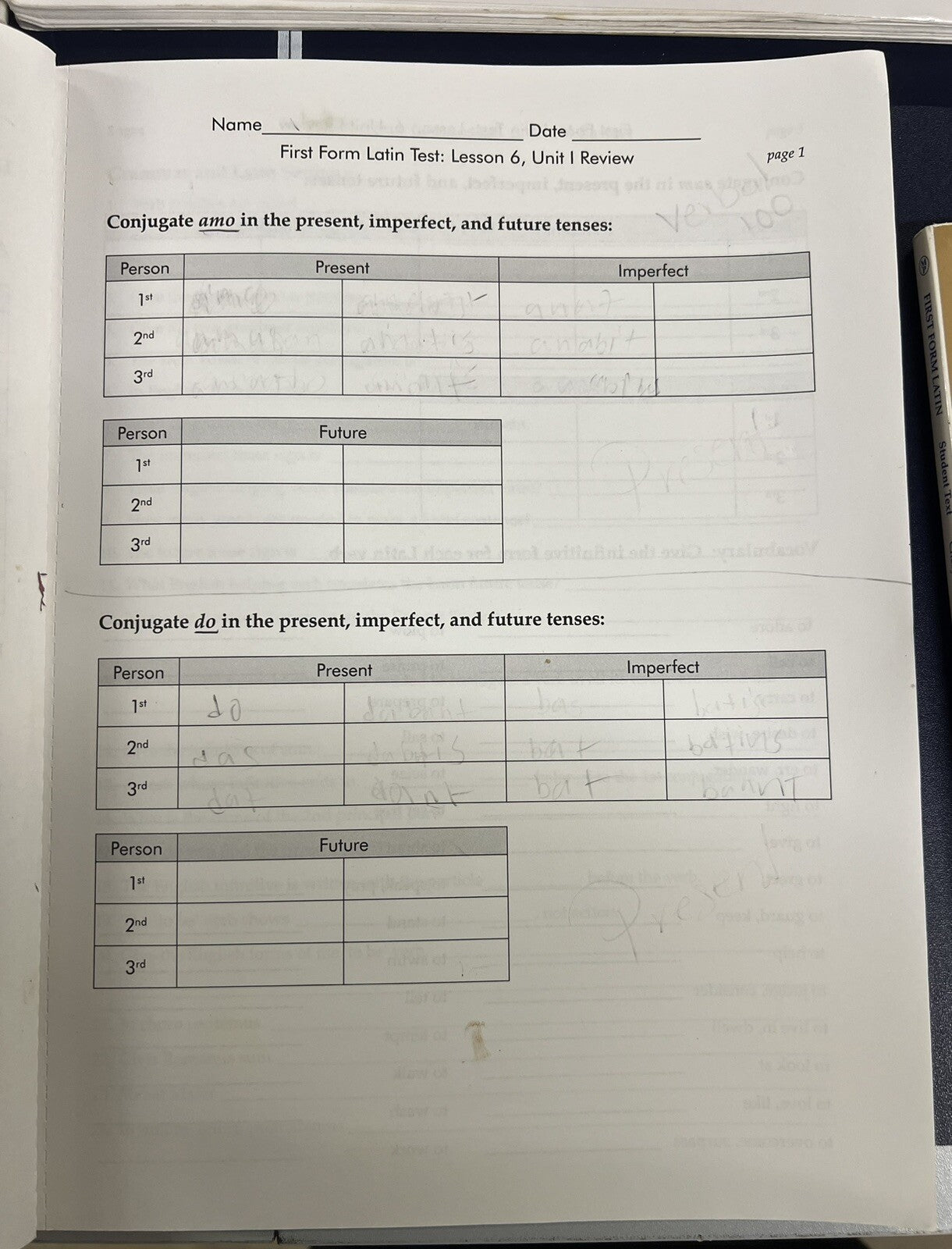 First Form Latin Memoria Press set student text workbook teacher manual key2