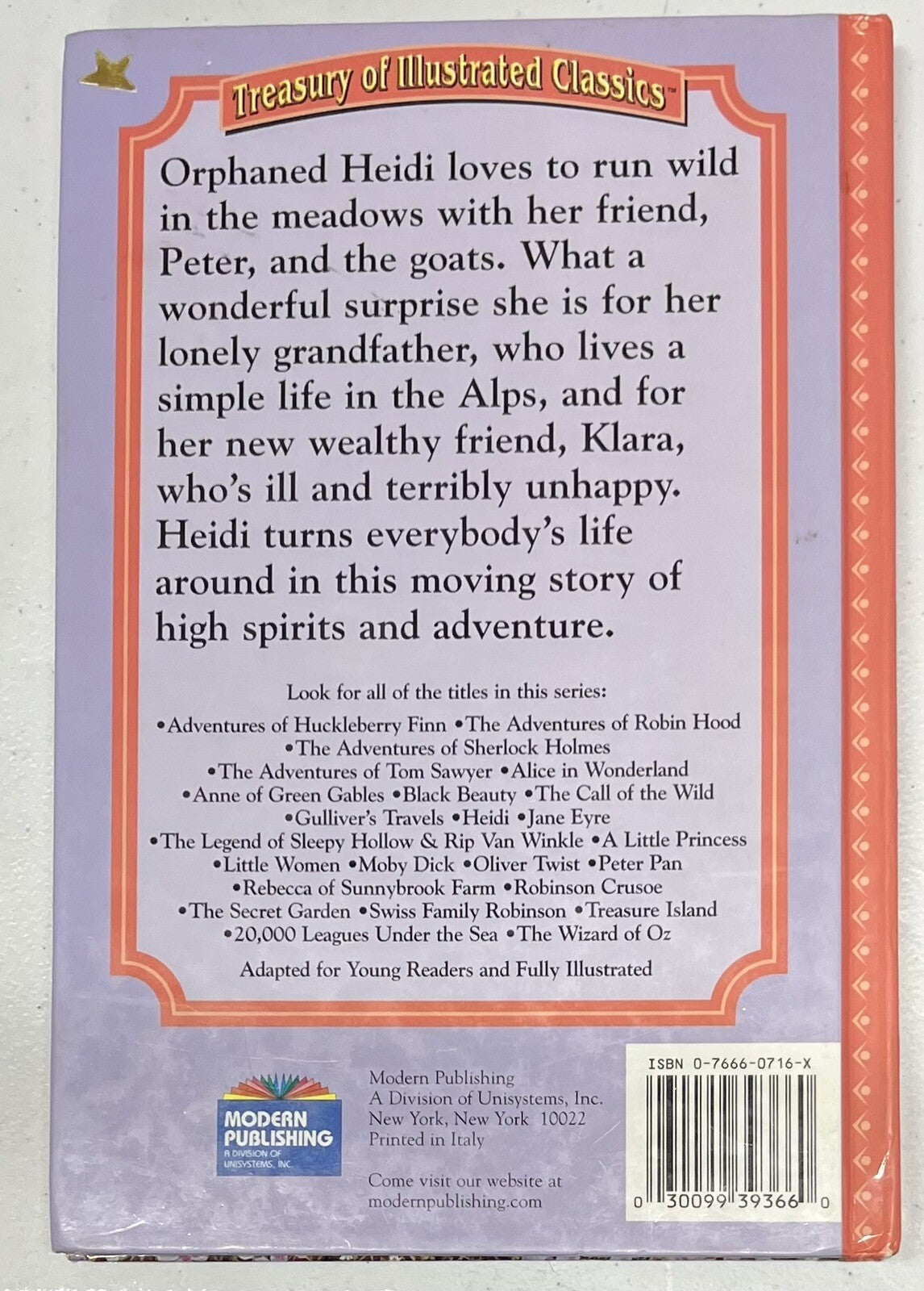 Heidi by Spyri Treasury of Illustrated Classics adapted for young readers1