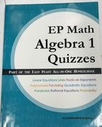 Ep Math Easy Peasy Algebra 1 Quizzes by All-In-One Homeschool READ DESCRIPTION!0