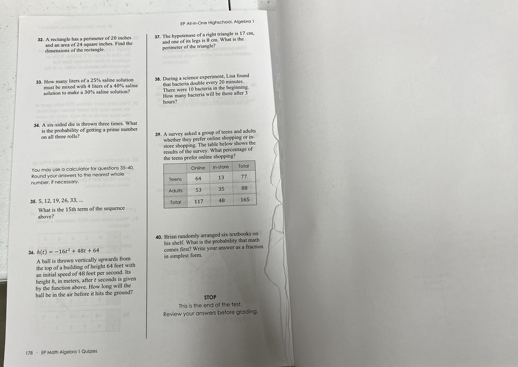 Ep Math Easy Peasy Algebra 1 Quizzes by All-In-One Homeschool READ DESCRIPTION!4