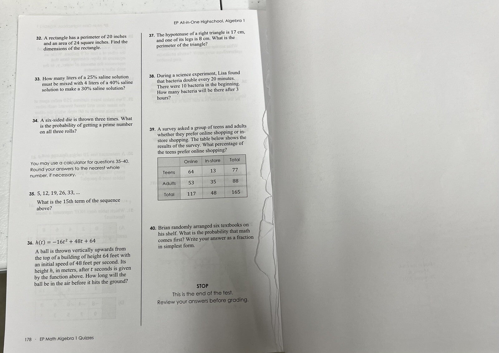 Ep Math Easy Peasy Algebra 1 Quizzes by All-In-One Homeschool READ DESCRIPTION!4