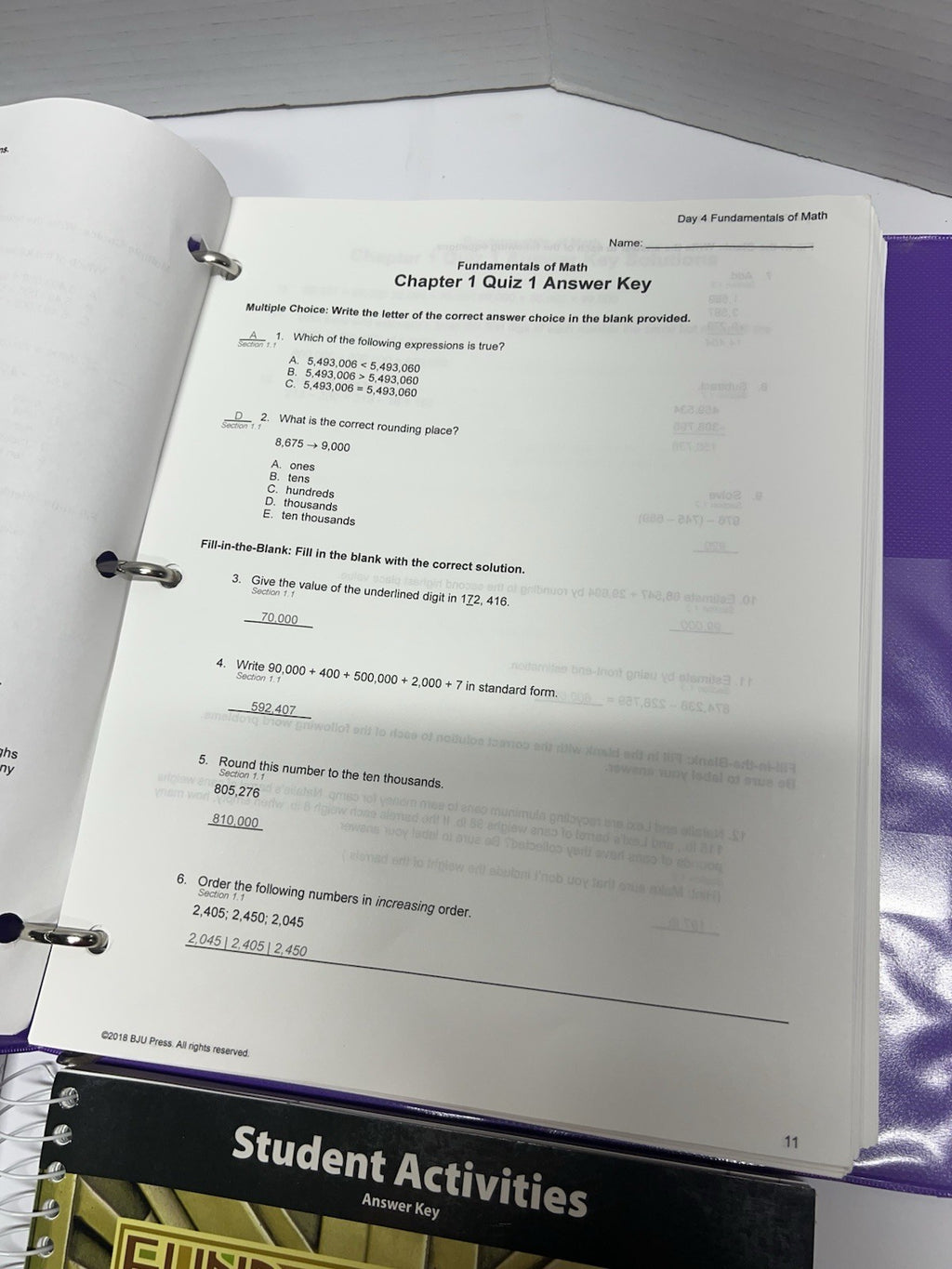 BJU Fundamentals of Math complete set kit 2nd ed. teacher text activities key cd4