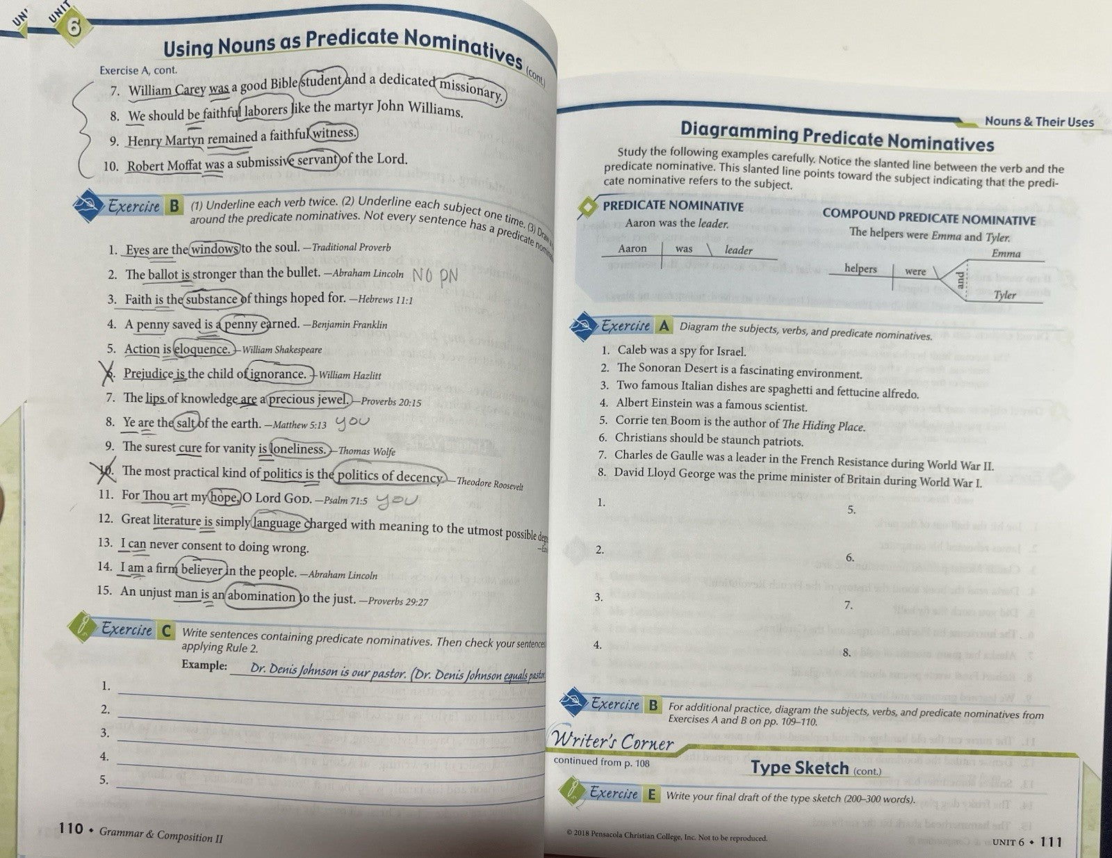 Abeka Grammar Composition II SET worktext quizzes tests teacher key 6th ed READ!3