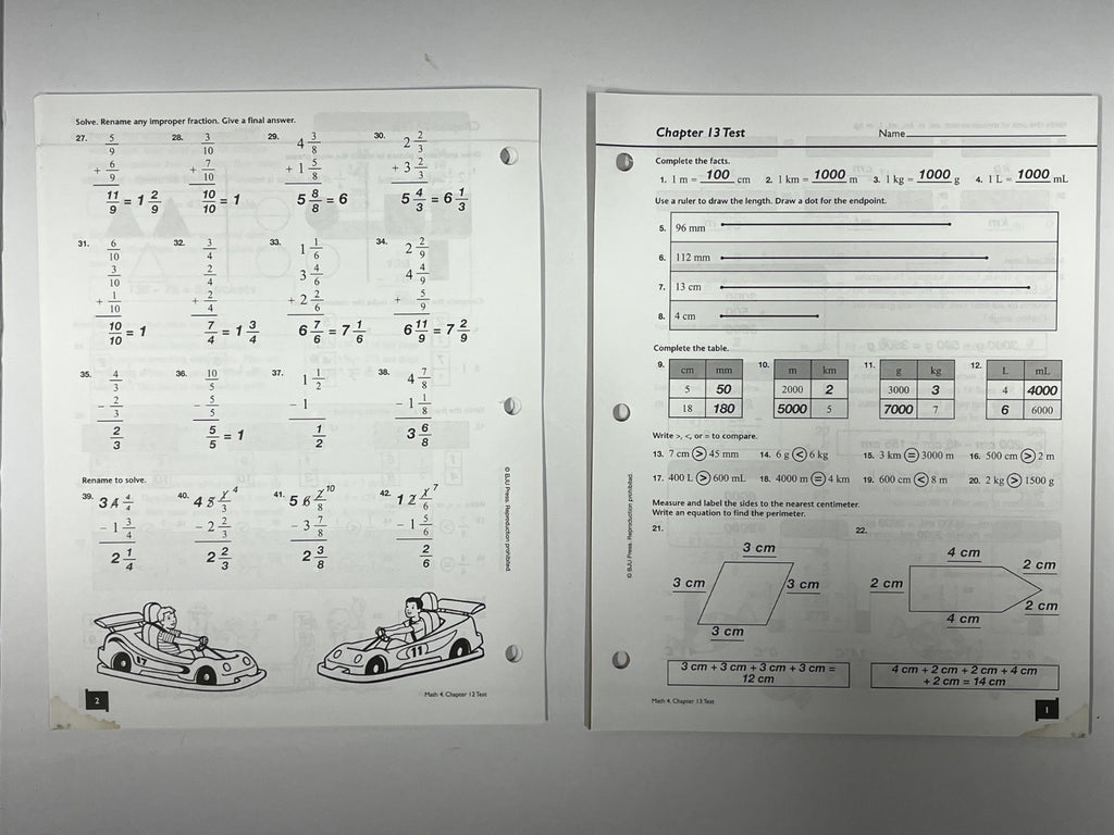 BJU Math 4 Tests Answer Key 3rd edition2