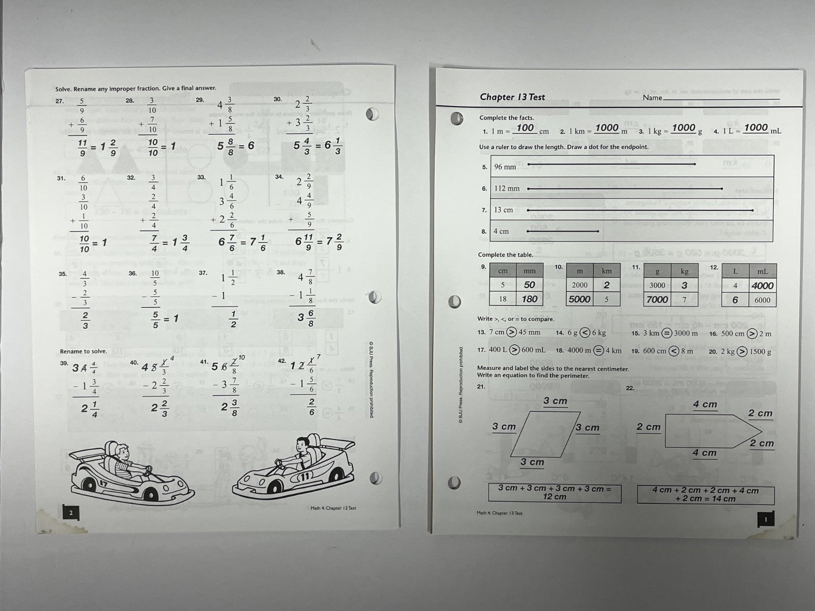 BJU Math 4 Tests Answer Key 3rd edition2