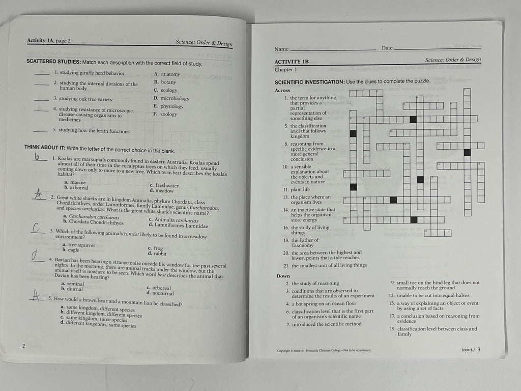Abeka Science Order and Design complete SET 2nd edition7