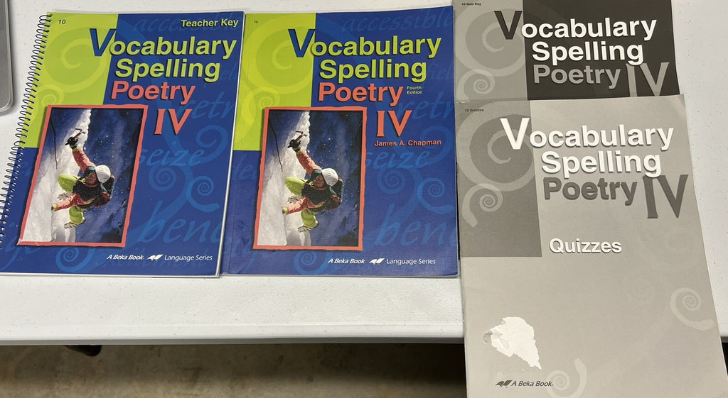 Abeka Vocabulary Spelling Poetry IV 4th ed. 10th grade Homeschool set 4 Books0