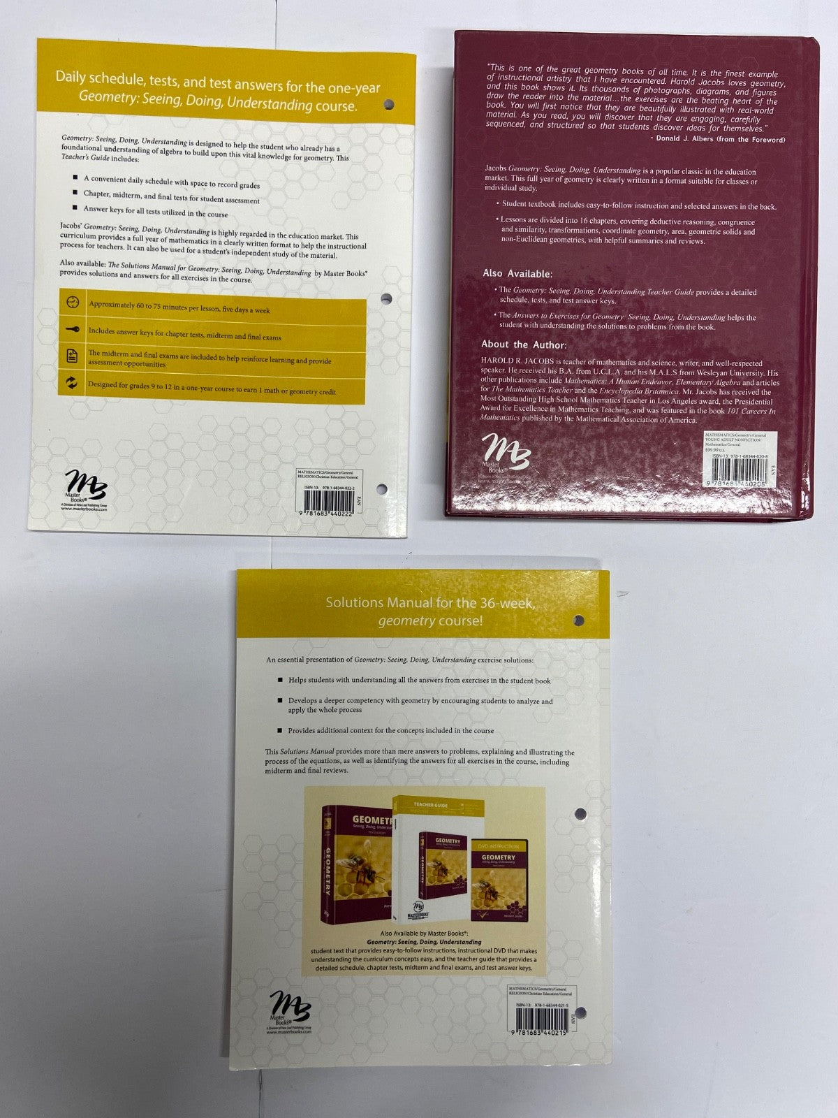 Jacobs Geometry 3rd ed Complete 3 Book Set MasterBooks Solutions Guide Textbook2