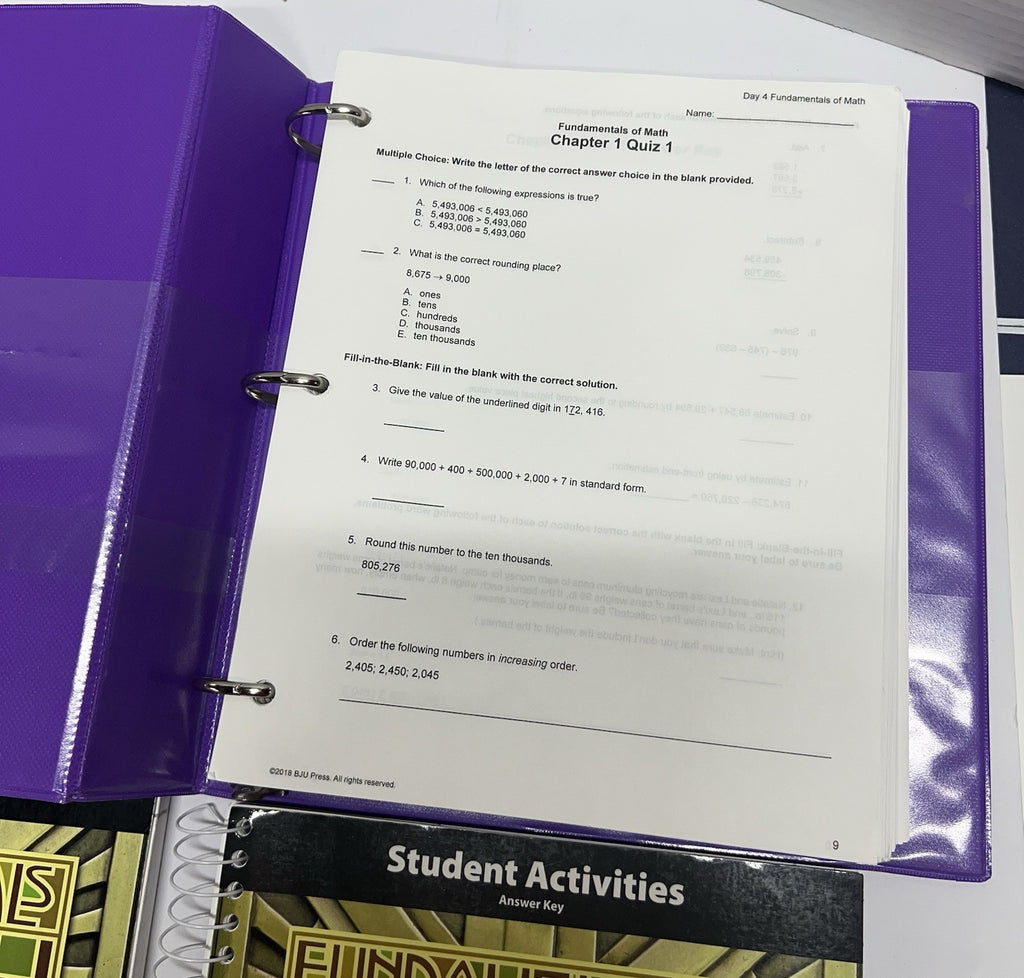 BJU Fundamentals of Math complete set kit 2nd ed. teacher text activities key cd3