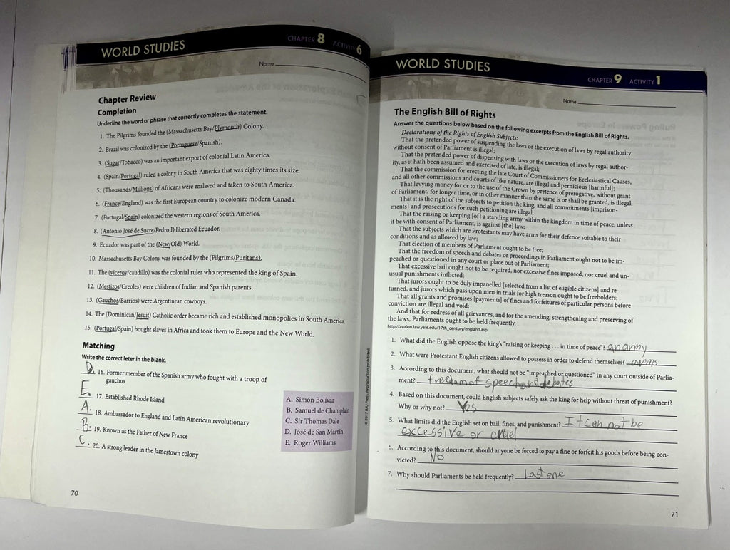 BJU World Studies set 4th edition READ description homeschool history 7th grade3