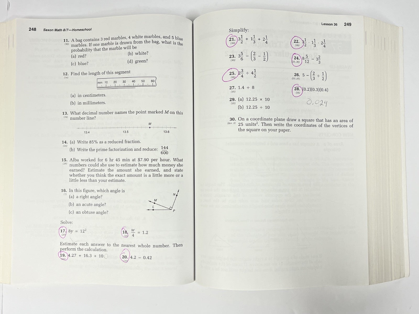 Saxon Math 8/7 complete set Textbook Solution Manual Tests and Worksheets4