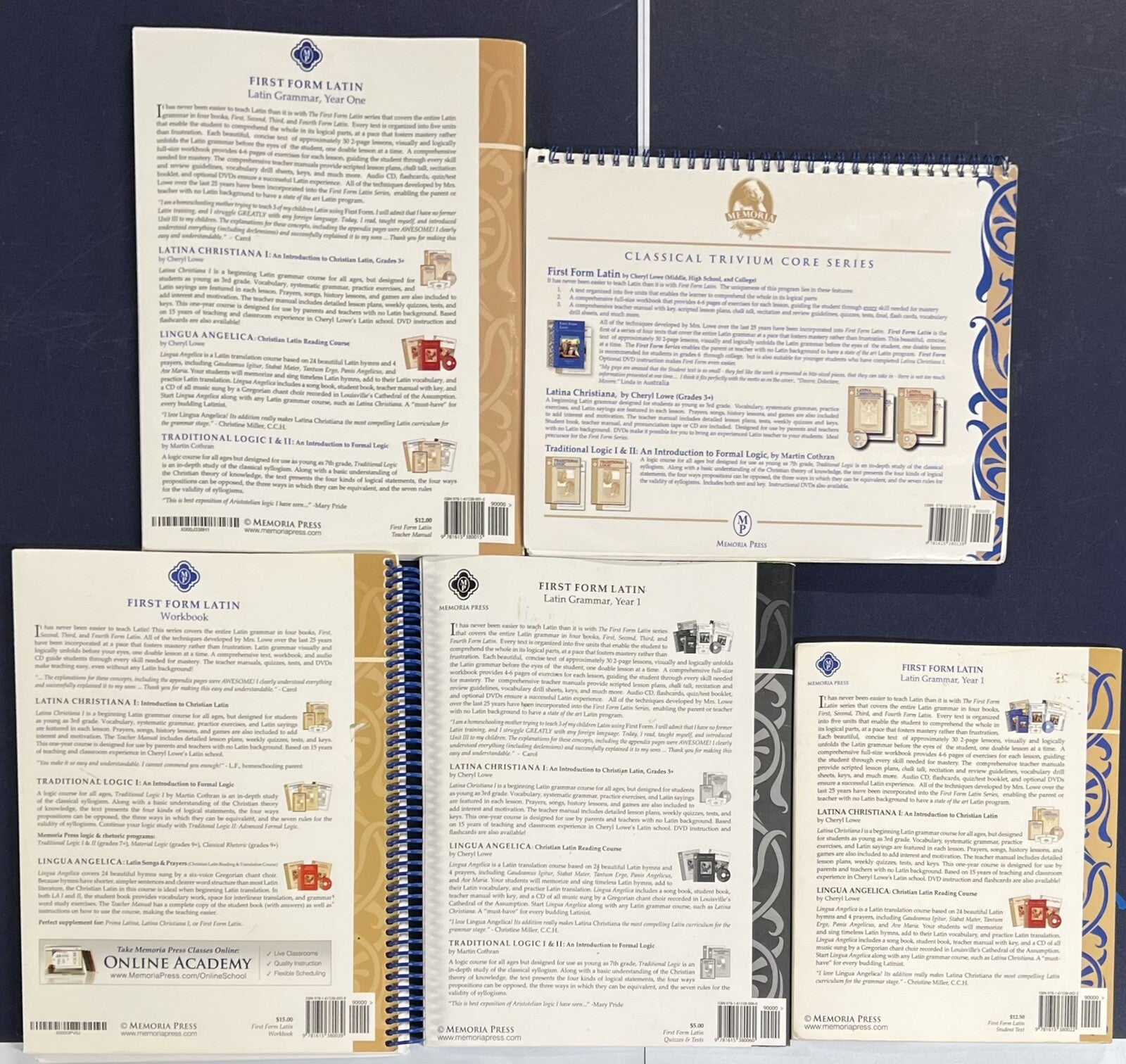 First Form Latin Memoria Press set student text workbook teacher manual key1