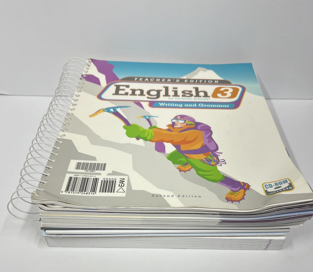 BJU English 3 set 2nd edition Textbook Tests Answer Key Teacher's Edition w CD3