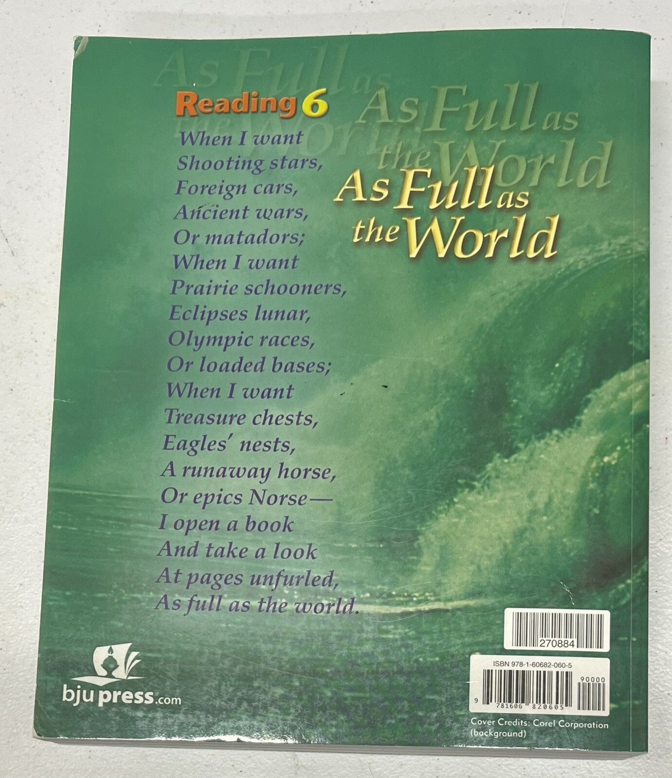 BJU Reading 6 As Full As The World Second Edition Textbook 6th grade2
