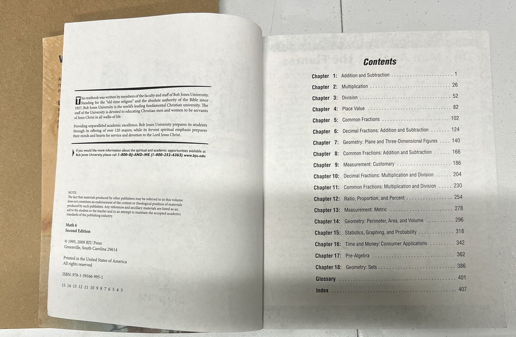BJU Math 6 6th set second ed textbook home teacher packet student materials3