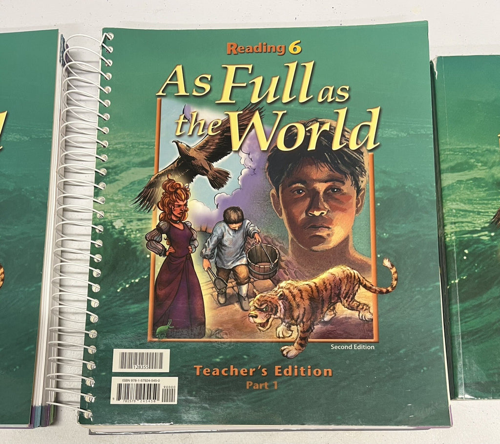 BJU Reading 6 SET textbook and teachers edition part 1 & 2 As Full As the World2