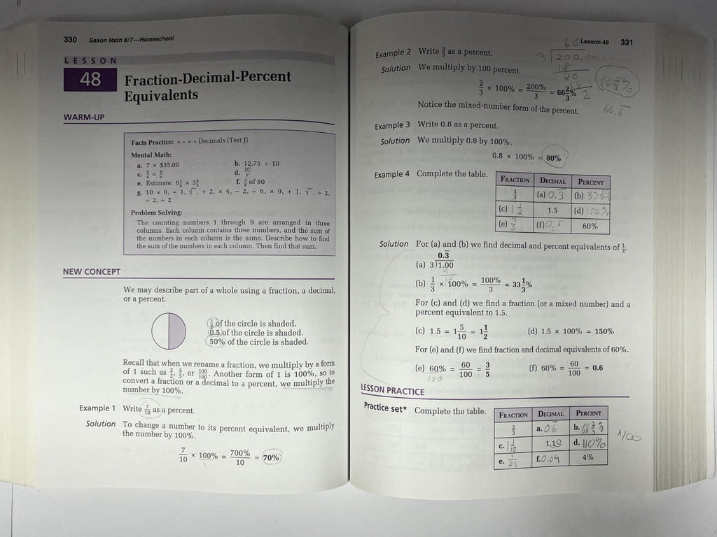 Saxon Math 8/7 complete set Textbook Solution Manual Tests and Worksheets2