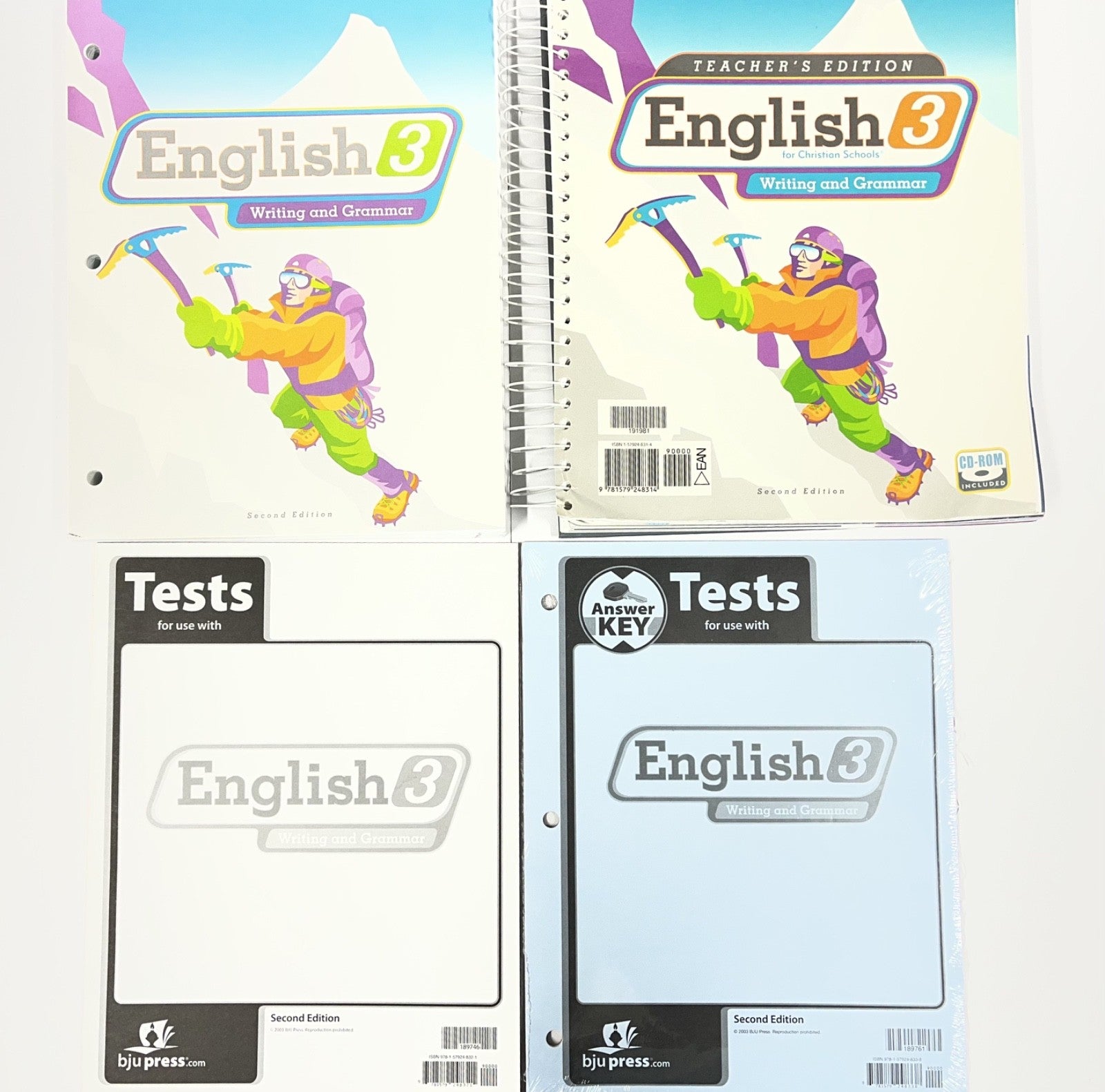 BJU English 3 set 2nd edition Textbook Tests Answer Key Teacher's Edition w CD0