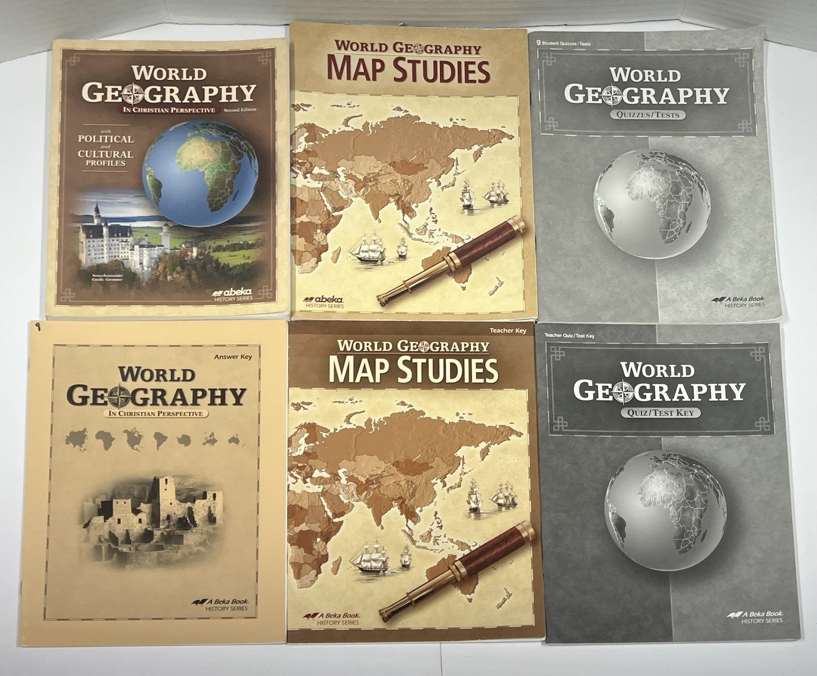Abeka World Geography complete set 2nd ed. text quizzes tests key map studies0