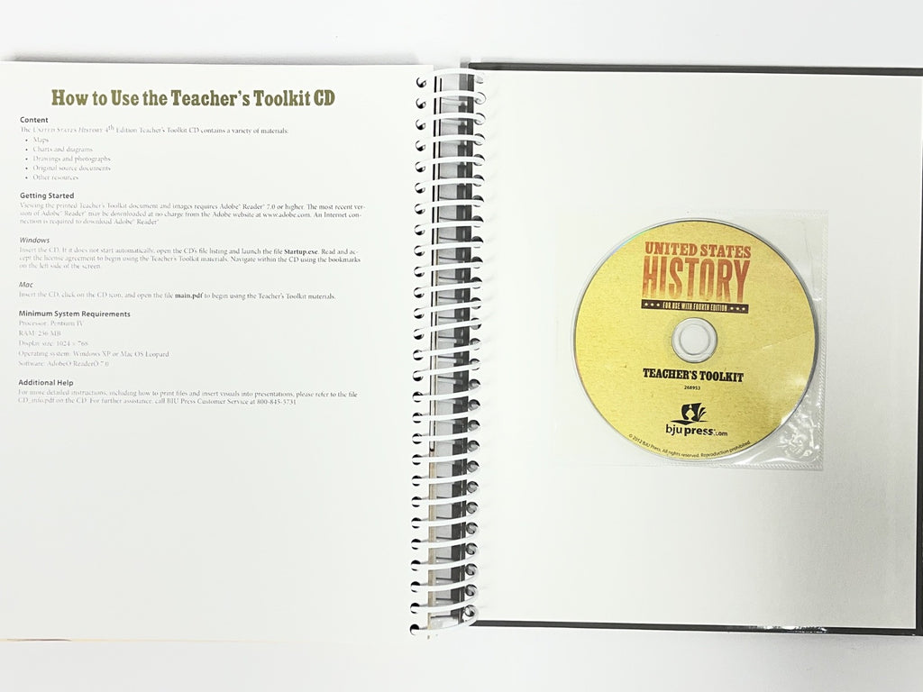 BJU United States History 4th edition Teacher's Edition with CD toolkit and text2