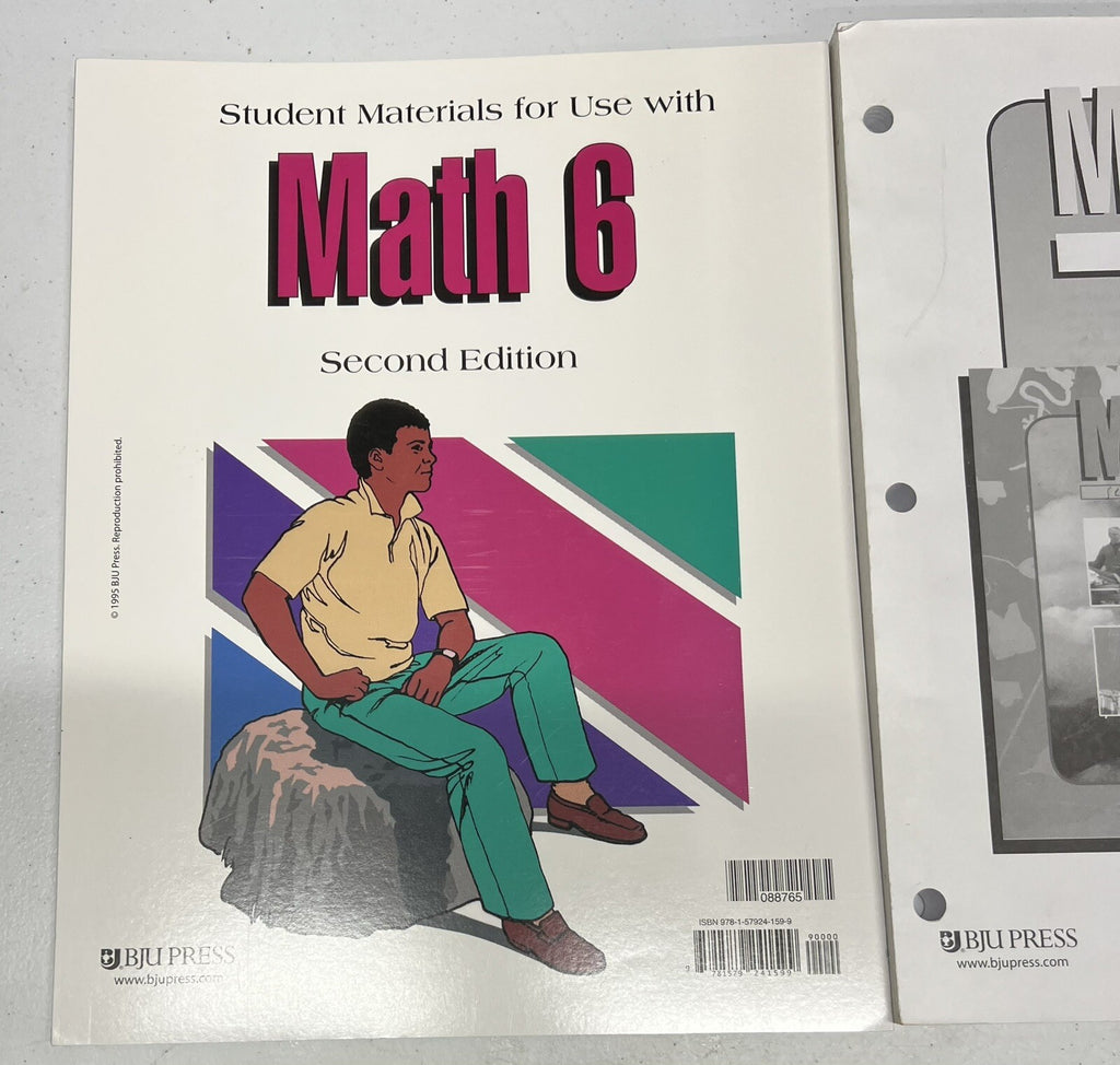 BJU Math 6 6th set second ed textbook home teacher packet student materials4