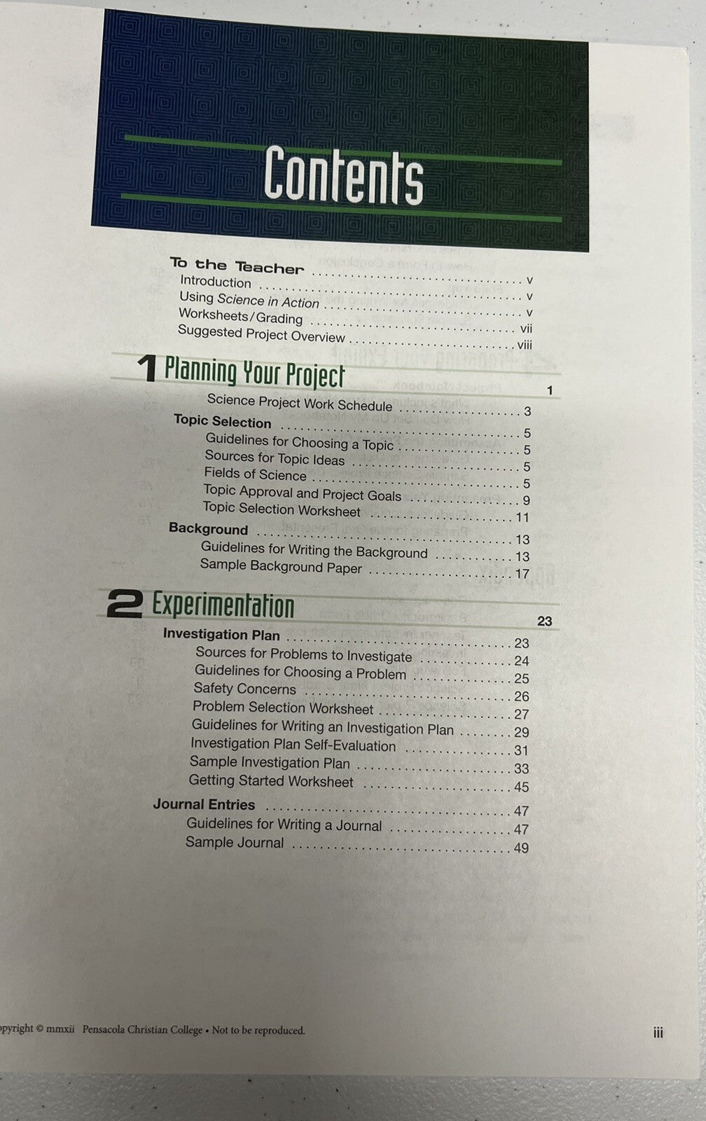 Abeka Science In Action Science Project Guide 6th Edition1