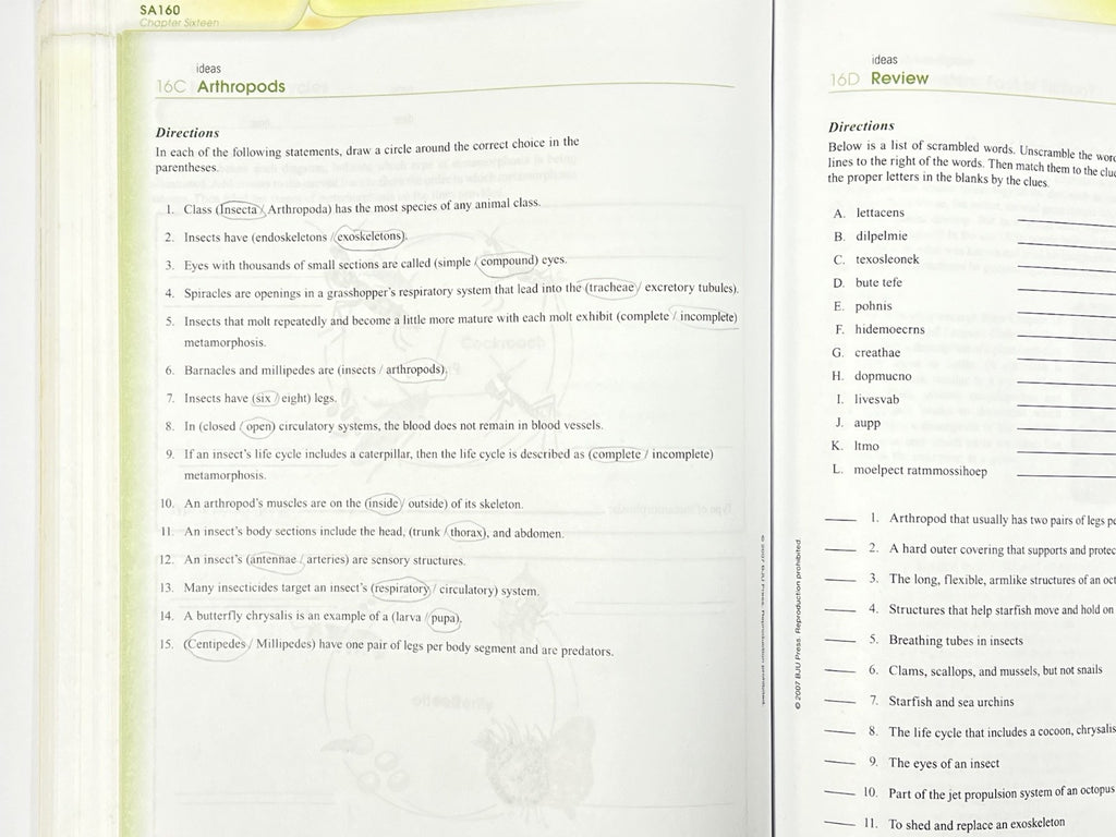 BJU Life Science SET 3rd edition A B Tests Answer Key Teacher's Edition with CD6