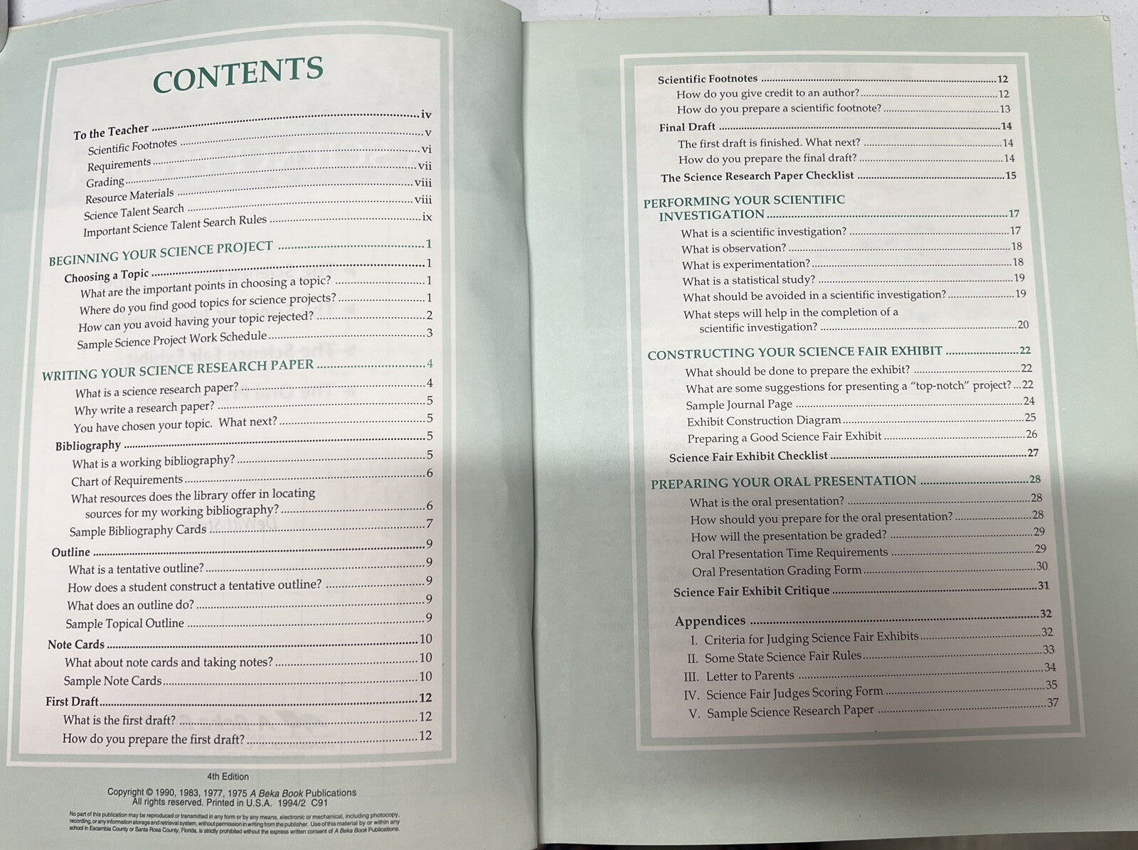 Abeka A Science Project guide 4th edition Homeschool4