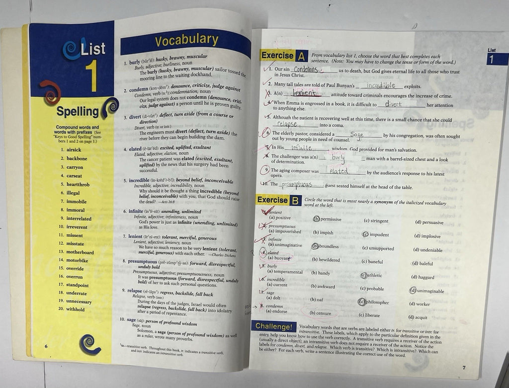 Abeka English 9 SET Grammar III Themes in Literature Vocabulary 3  (old edition)1