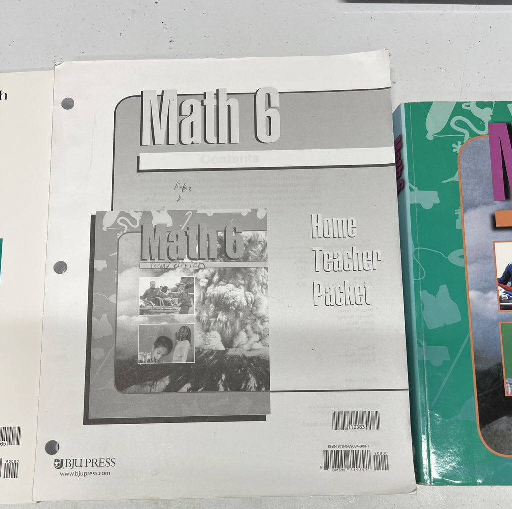 BJU Math 6 6th set second ed textbook home teacher packet student materials5