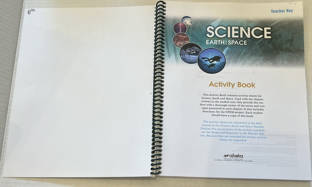 Abeka Science Earth and Space Activity Book Key STEM current 8th grade 318701042