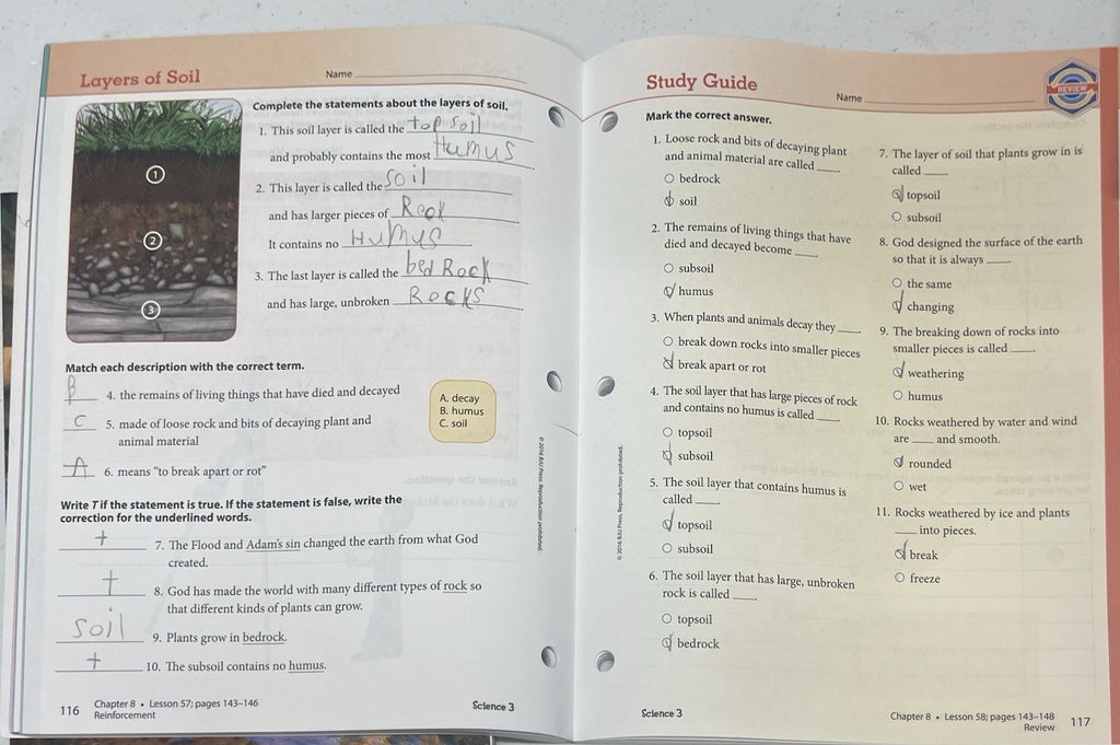 BJU Science 3 activity manual and textbook *some pencil writing* fourth edition2