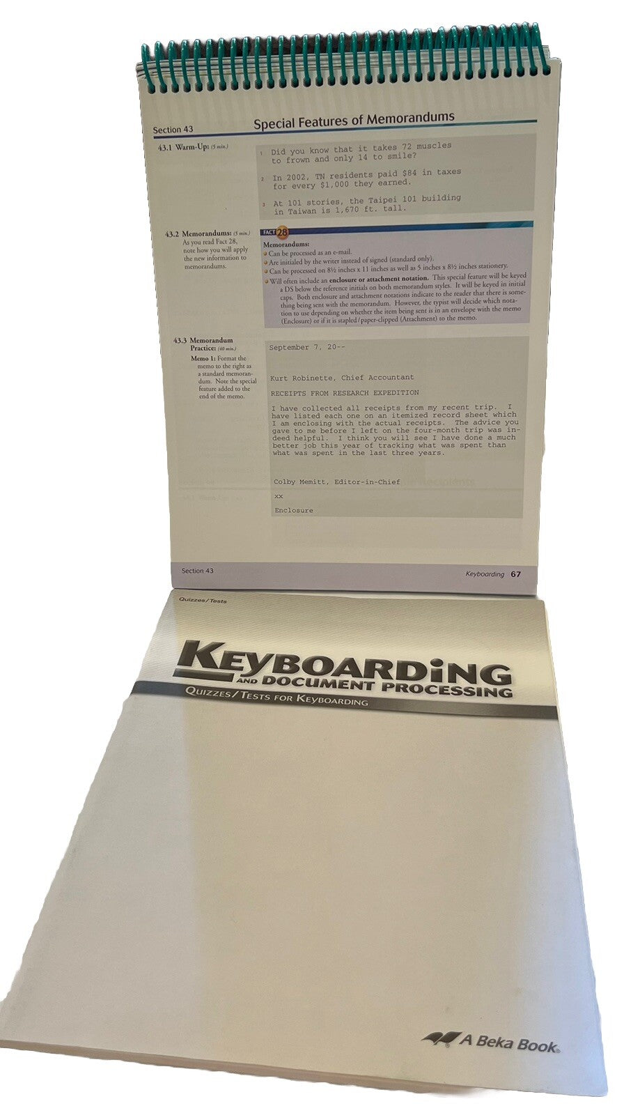 Abeka Keyboarding student book and quizzes tests current 2nd edition homeschool2