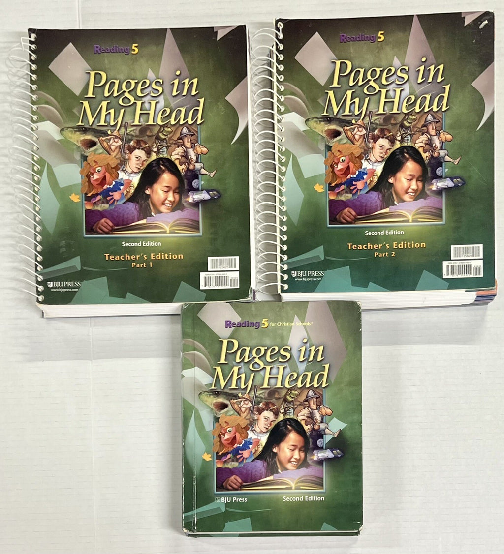 BJU Reading 5 Pages in My Head Textbook hardback and Teachers Editions 1 & 20
