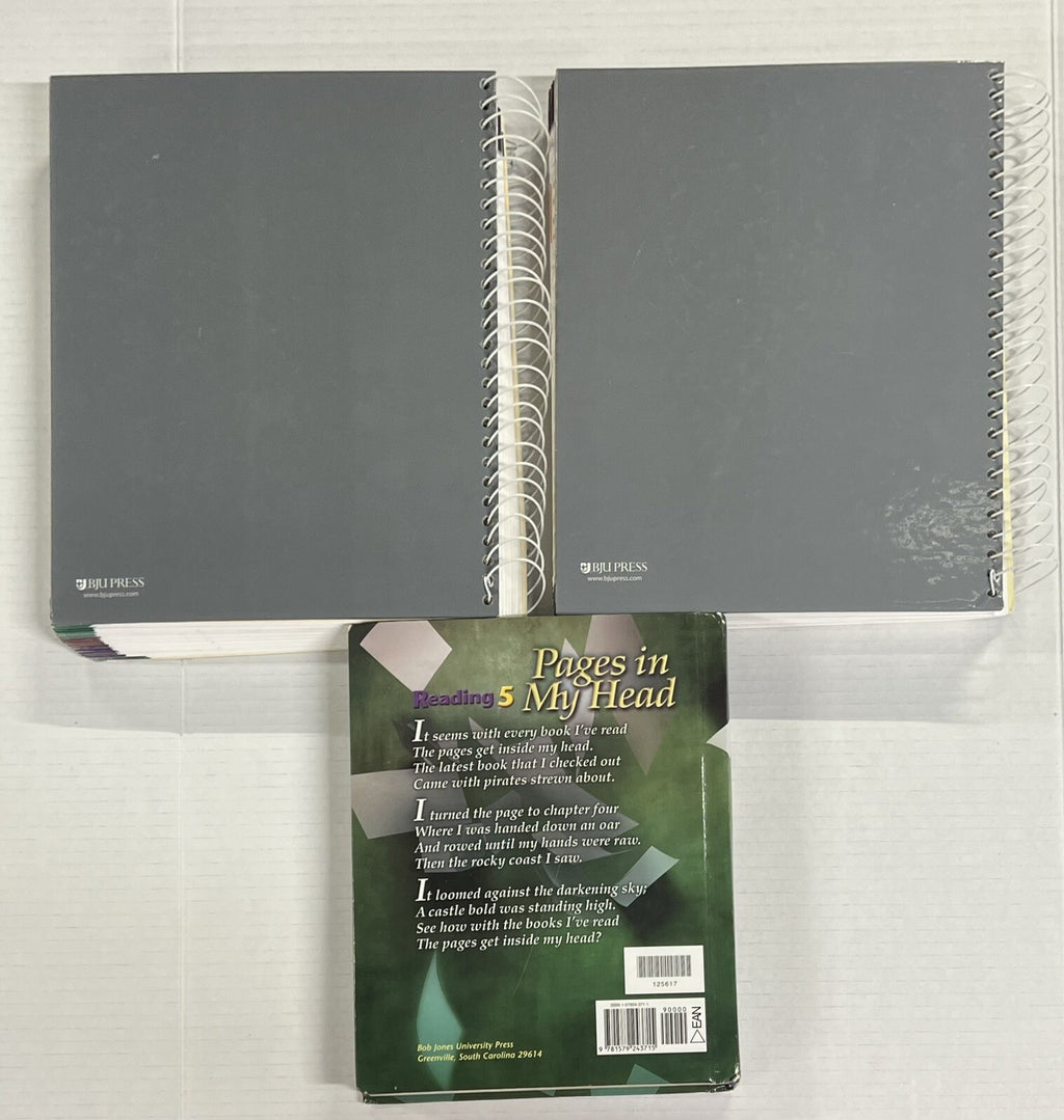 BJU Reading 5 Pages in My Head Textbook hardback and Teachers Editions 1 & 21