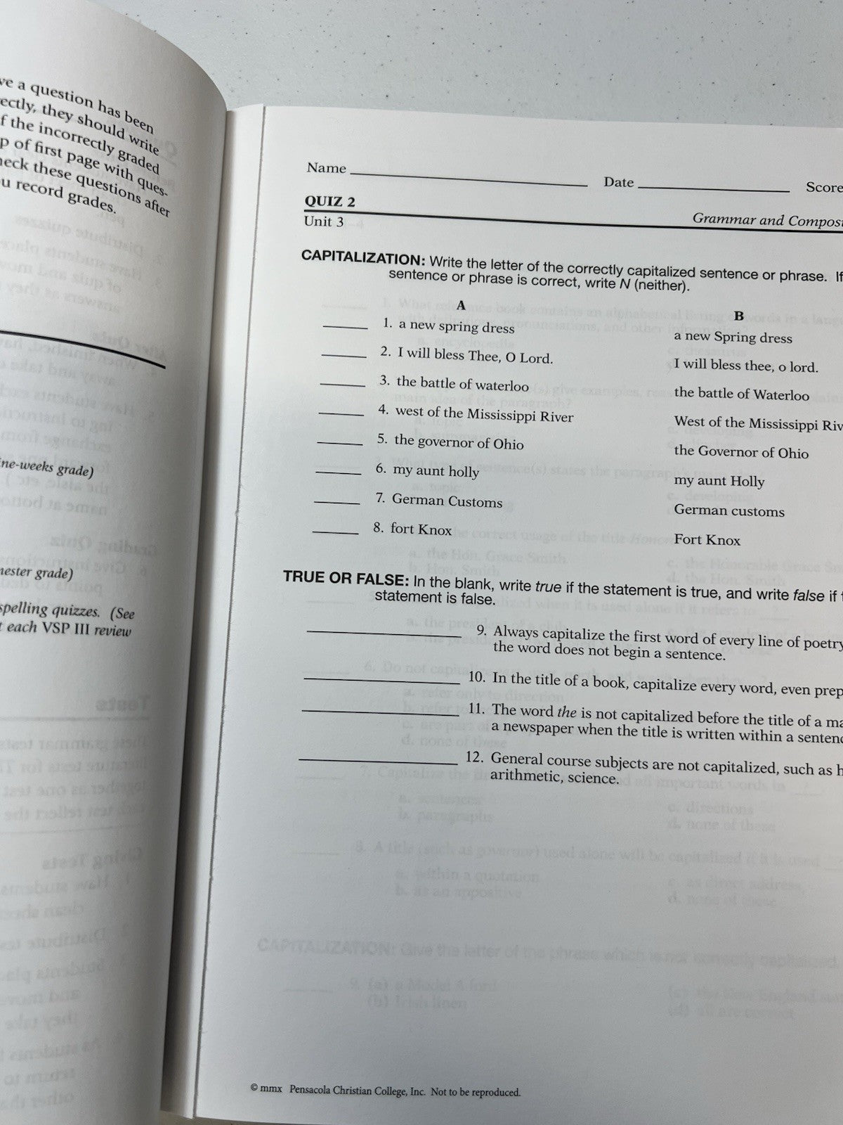 Abeka Grammar Composition III Quizzes & Test Fifth Edition 9th grade homeschool1