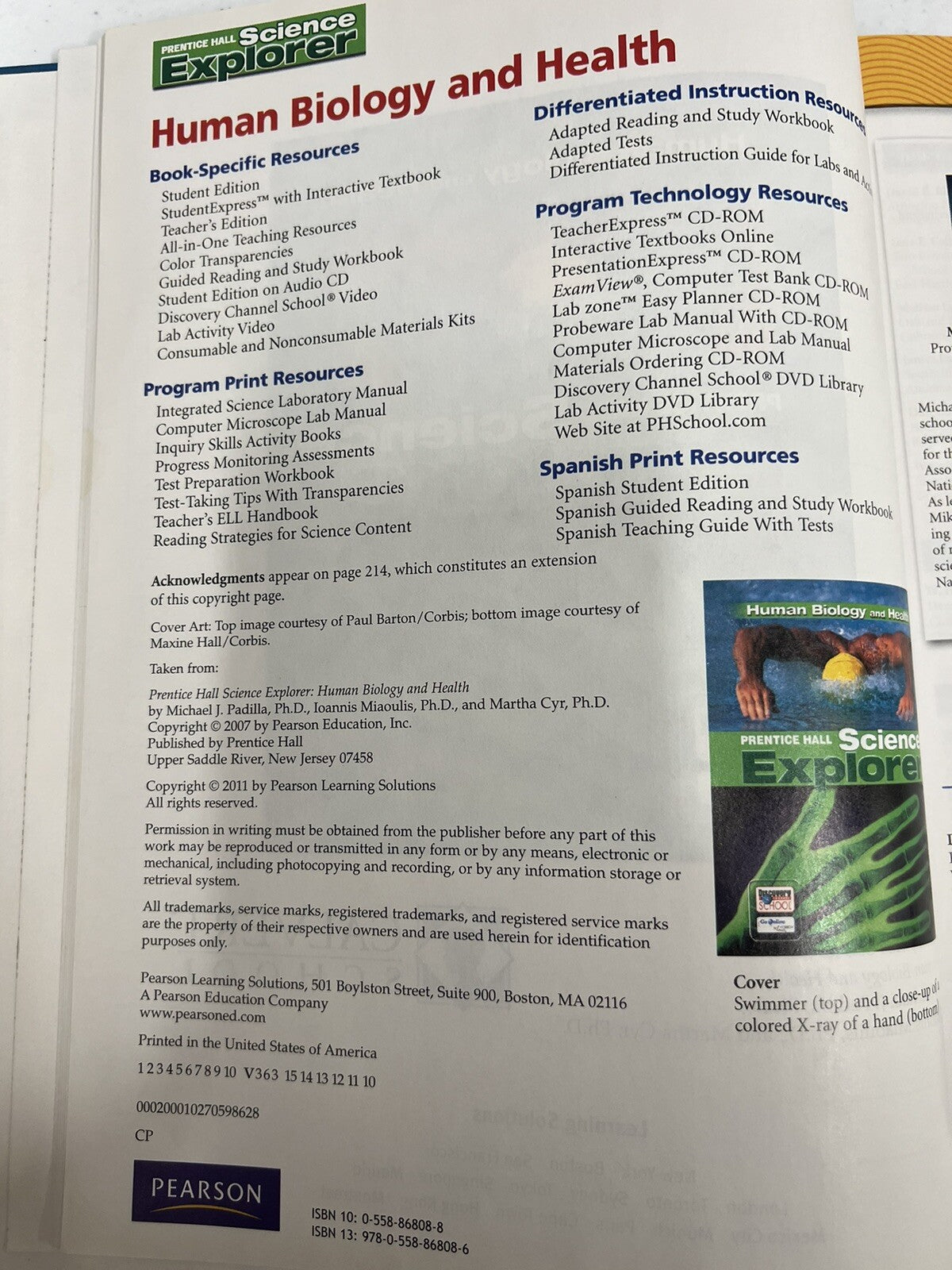 Science Explorer D  Human Biology  Health Prentice Hall Pearson Calvert School1