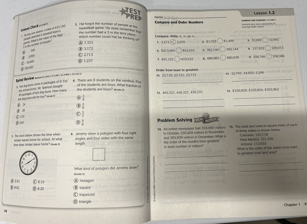 Go Math! Grade 4 Work-text AND Practice Book - 4th grade homeschool - HMH11