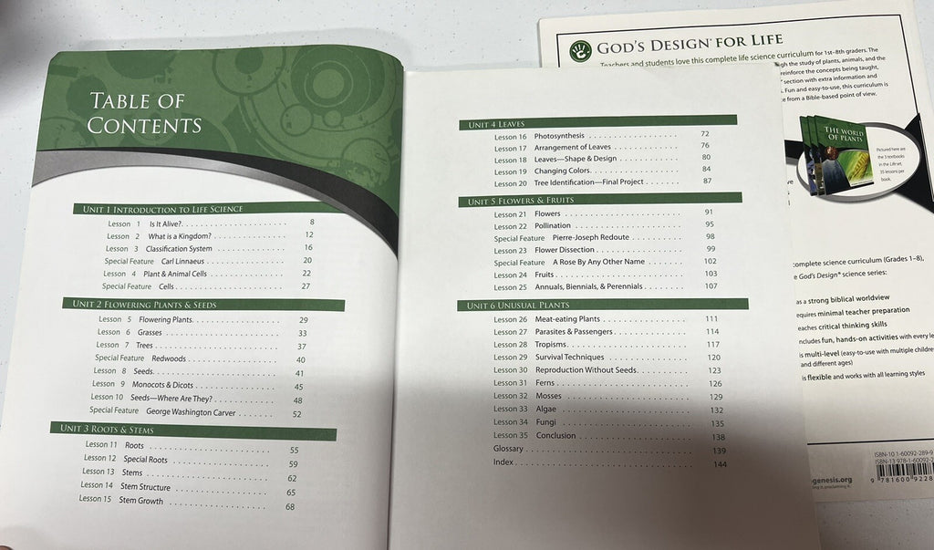 God’s Design for Life The World of Plants SET Answers in Genesis Homeschool3