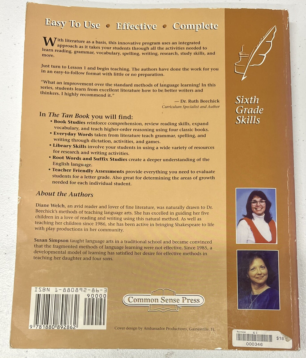 The Tan Book Learning Language Arts Through Literature 6th grade Common Sense5