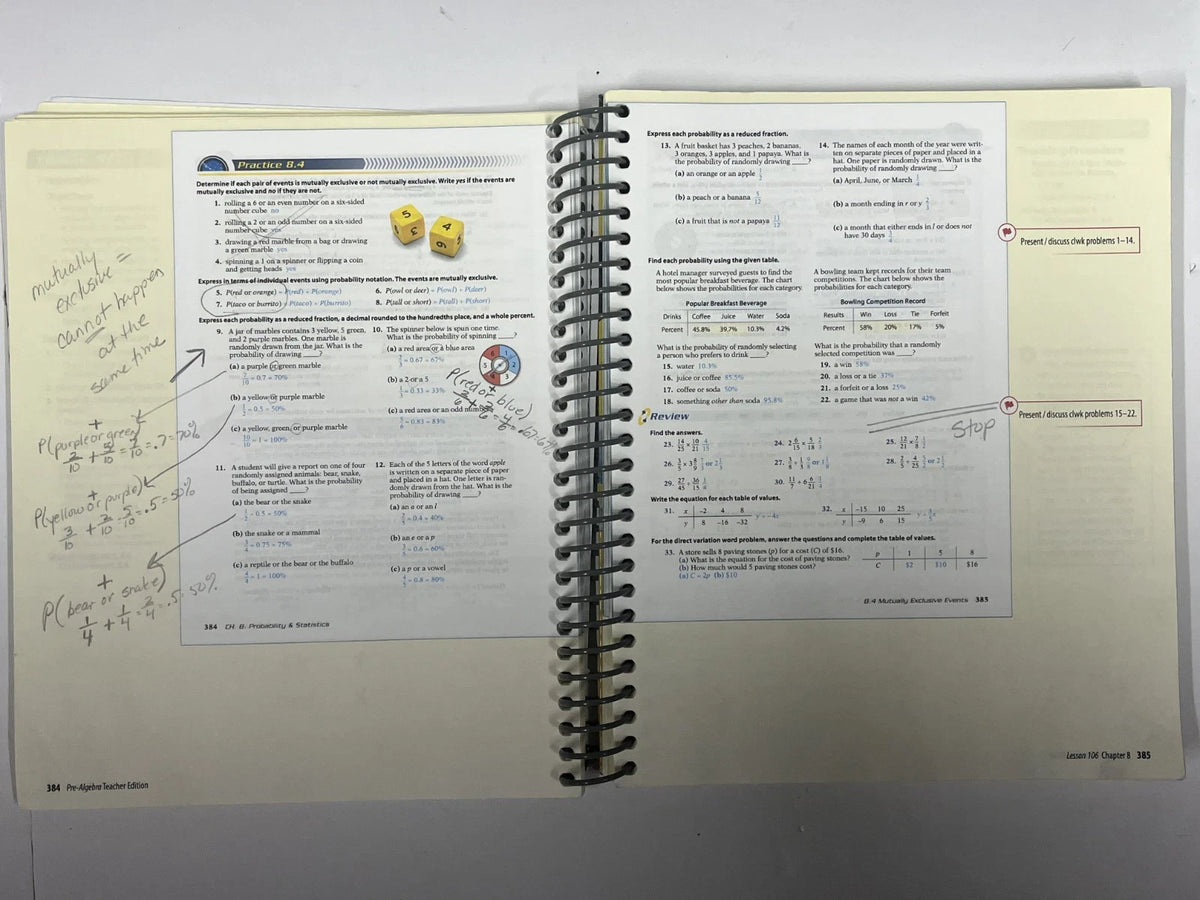 Abeka Pre-Algebra | 4th ed. | Teacher Edition Volume 1 & 2
