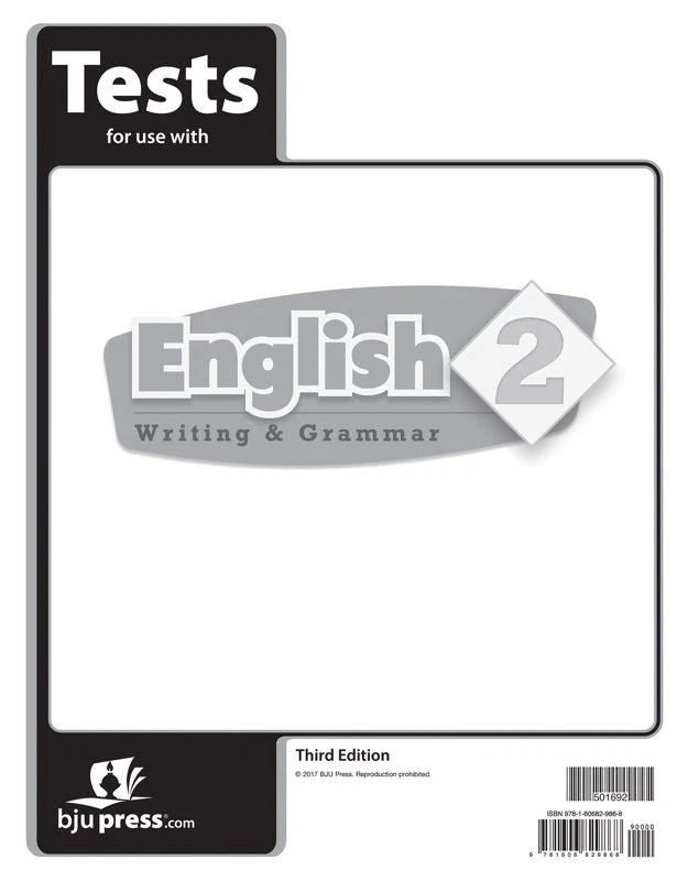 BJU English 2 Writing & Grammar | 3rd ed. | tests